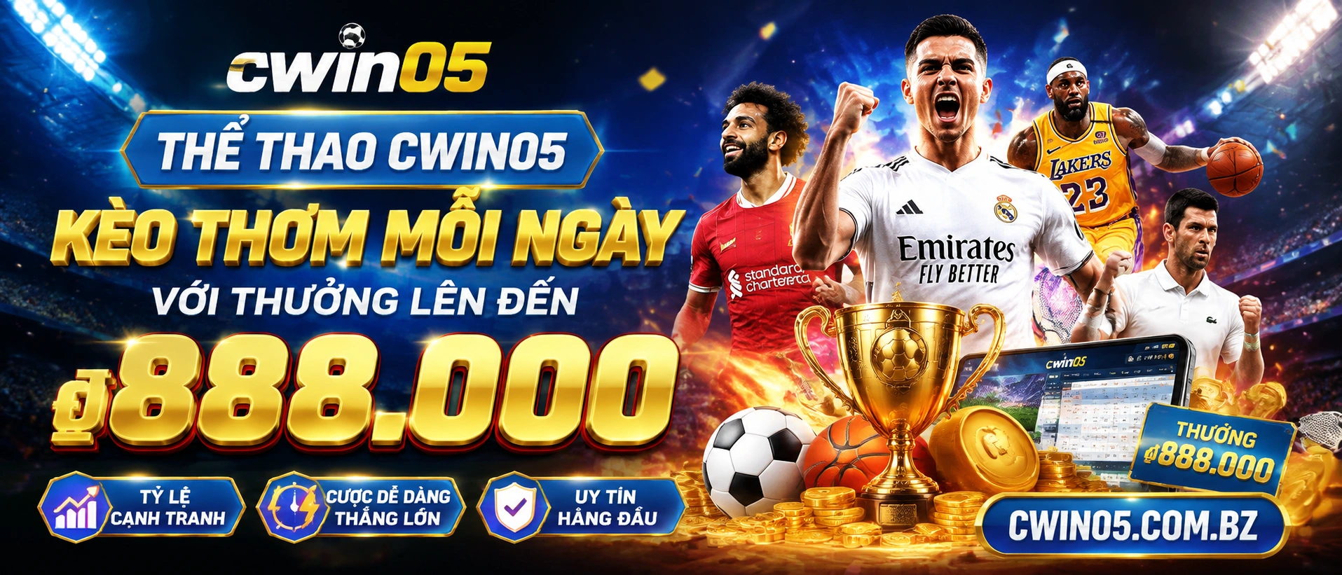 Không gian Thể Thao cwin05 với giao diện theo dõi trận đấu và tỷ lệ kèo