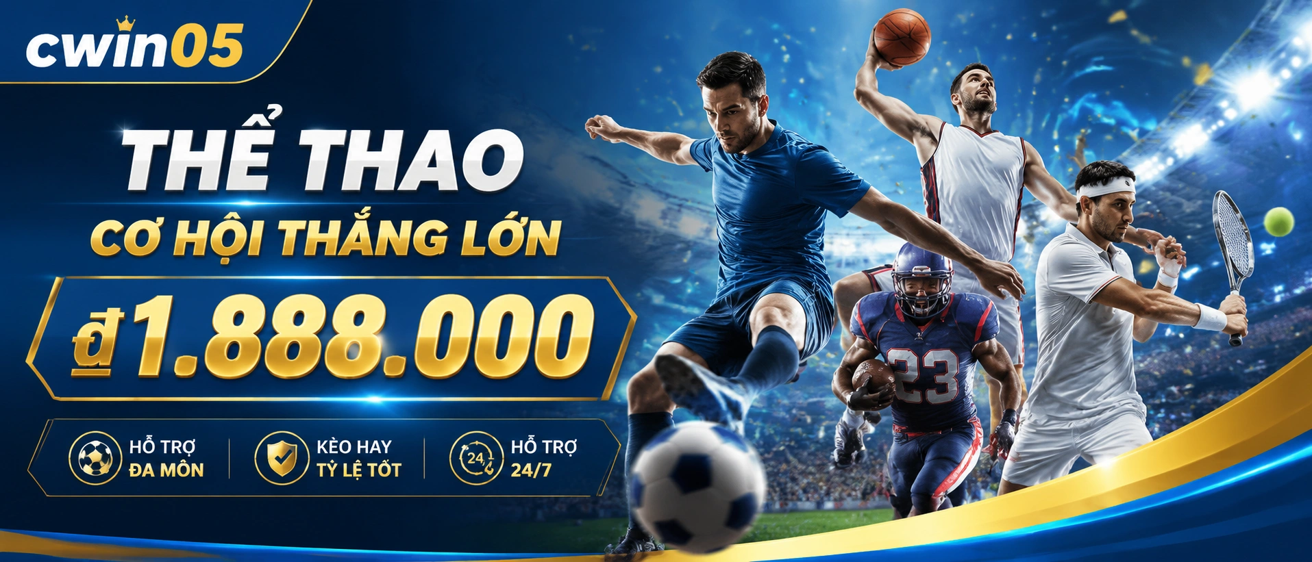 Màn hình thể thao cwin05 với giao diện xem tỷ lệ và lịch thi đấu